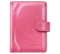 Herain Reisepasshülle und Hülle - Familienreise-Kombination mit Reisepass und Impfkartenhalter, D-Magnetverschluss, rosarot, Magnetverschluss