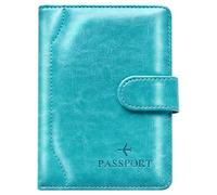 Herain Reisepasshülle und Hülle - Familienreise-Kombination mit Reisepass und Impfkartenhalter, D-Magnetverschluss, türkis, Magnetverschluss