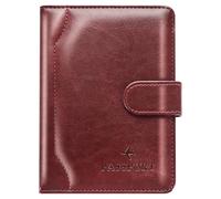 Herain Reisepasshülle und Hülle - Familienreise-Kombination mit Reisepass und Impfkartenhalter, D-Magnetverschluss, Burgunderrot, Magnetverschluss