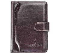 Herain Reisepasshülle und Hülle - Familienreise-Kombination mit Reisepass und Impfkartenhalter, D-Magnetverschluss, C-Kaffee, Magnetverschluss