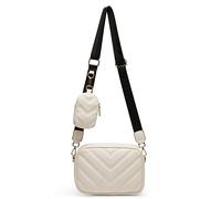 Herald Chevron Gesteppte kleine Umhängetasche mit Münzgeldbeutel, quadratisch, Snapshot-Kamera, Seitenschulter, 2 Größen Handtasche, Weiss/opulenter Garten