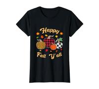 Herbst Kür rauen Happy Fall Y'all Buffalo Plaid Leopard Preisgünstiges Grafik-T-Shirt, Damen, Schwarz, XS