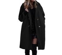 Herbst Mantel Damen Lang Warm Wollmantel Trenchcoat Wolle Schwarzer Wintermantel Damenmantel Elegant Winterjacke A-Linie Trench Coat Herbstmantel Steppmantel