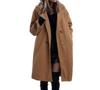 Herbst Mantel Damen Lang Warm Wollmantel Trenchcoat Wolle Schwarzer Wintermantel Damenmantel Elegant Winterjacke A-Linie Trench Coat Herbstmantel Steppmantel
