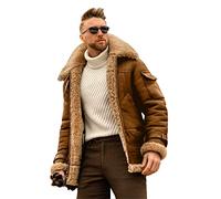 Herbst und Winter Pelz Herren Mantel Verdickte Jacke Männer Oberbekleidung, braun, L