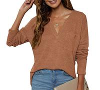 Herbst Und Winter Schlitz Vorne Kurz Und Lang Hinten Lang BeiläUfig V-Ausschnitt Langarm Strickpullover Damen