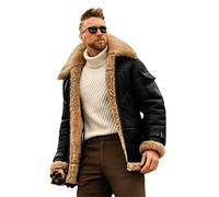 Herbst- und Winterpelz Herrenmantel Dicke Jacke Herren-Oberbekleidung, Schwarz , XXL