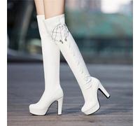 Herbst/Winter 2024 Neuer Stil Super High Heel Sexy Overknee Stiefel für Frauen mit Plateauabsatz, Schlankheitseffekt, wasserdichter Plattform, Elastiz