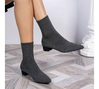 Herbst/Winter elastische Socken Stiefel für Frauen, 2024 neue vielseitige gestrickte kniehohe Spitzenschuhe mit schlankem Passform und dickem Absatz,