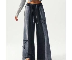 Herbst/Winter Halloween Weihnachten Musik Festival schwarze lässige Patchwork Loose Fit gewaschene Strick Weite Bein Sweathose für Frauen