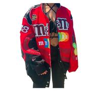 Herbst/Winter Jacke Colorblock Druck Casual Lose Langarm Personalisierte Mantel, Rot/Ausflug, einfarbig (Getaway Solids), XL