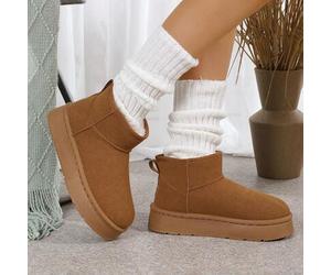 Herbst/Winter Kurze Schneestiefel, Mehrfarbig, Dick, Warm, Rutschfest, Fellstiefel