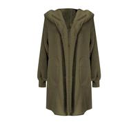 Herbstjacke Damen Jacken neuer Plüsch warmer mittellanger einfarbiger Mantel Jacken Verschluss Clip (AG, XXL)