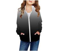 Herbstjacke Kinder - Mädchen Herbst und Winter Farbverlauf Patch Tasche Reißverschluss Sweatshirt Kapuzen Strickjacke