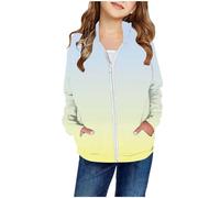 Herbstjacke Kinder - Mädchen Herbst und Winter Farbverlauf Patch Tasche Reißverschluss Sweatshirt Kapuzen Strickjacke