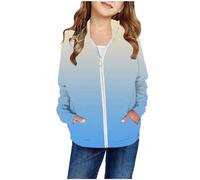 Herbstjacke Kinder - Mädchen Herbst und Winter Farbverlauf Patch Tasche Reißverschluss Sweatshirt Kapuzen Strickjacke