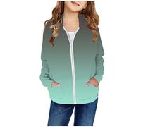 Herbstjacke Kinder - Mädchen Herbst und Winter Farbverlauf Patch Tasche Reißverschluss Sweatshirt Kapuzen Strickjacke