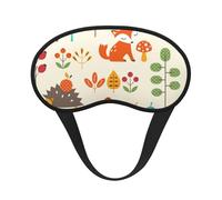 Herbstliches Muster mit Eule, Fuchs, Eichhörnchen, Vögeln und Tiermotiven,Vollständige Augenabdeckungen, lichtundurchlässige Schlafmasken, Verdunkelungs-Augenschützer