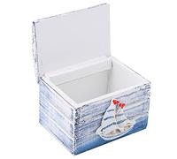 HERCHR Kleine Schatzkiste, Holz Schmuckschatulle mit Piratenschiff Holz Geschenkboxen für Kinder