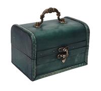 HERCHR Schatzkiste mit Schloss, Vintage-Schmuckschatulle aus Holz mit Griff, Aufbewahrungsbox für Kinder