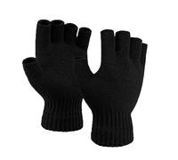 Heré Mood Fingerlose Strickhandschuhe Winterhandschuhe Damen & Herren - Warme Unisex Acryl Handschuhe - Outdoor Thermo Halbfinger Winterhandschuhe für Fahrrad, Laufen & Ski (Schwarz)