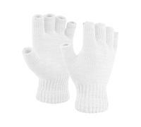 Heré Mood Fingerlose Strickhandschuhe Winterhandschuhe Damen & Herren - Warme Unisex Acryl Handschuhe - Outdoor Thermo Halbfinger Winterhandschuhe für Fahrrad, Laufen & Ski (Weiss)