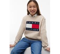 Sweatshirt TOMMY HILFIGER, Mädchen, Gr. 10 (140), beige (classic beige), Sweatware, Obermaterial: 100% Baumwolle, unifarben, regular fit normal, Rundhals, Bündchen, Sweatshirts Sweatshirt, Regular Fit
