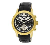 Heritor Automatische Hamilton Halbskelett-Armbanduhr mit Lederband, schwarz/gold/schwarz/gold sku: herhr4104, Riemen