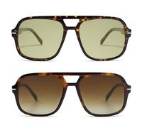 HERJOUR Quadratische Piloten-Sonnenbrille für Damen und Herren, Retro-Stil, klassische 70er-Jahre-Stil, übergroße Sonnenbrille, AR82173, Schildkröte / Gelb + Braun Schildkröte Gelb, M