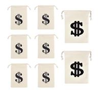 HERKINDNESS 8 Stück Kordelzugbeutel, Weiß Münzgeldbörse, mit Kordelzug Kleine Beutel mit Zugband, 2 Größen Stoffbeutel Klein, für Aufbewahrung von Gegenständen, Aktivitätsrequisiten