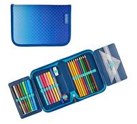 Herlitz Schüleretui Dip Dye blau/türkis – 31-teilig, Polyester, 2 Klappen (205×140×38 mm)