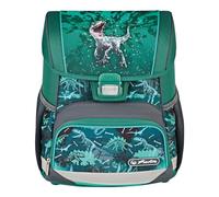 HERLITZ Loop Green Rex Schulranzen, Rucksack für Kinder, Schulrucksack 17L, Kinderrucksack, Leicht Schultasche für Jungen, Reflexmaterial, Schnallenverschluss, Ergonomische Form, Grün
