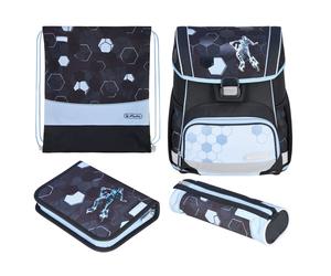 Herlitz Loop Plus Cyber Soccer Schulranzen-Set Junge Polyester Blau, Dunkelblau