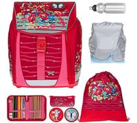 Herlitz Ranzen Schultasche für Jungen Mädchen FiloLigh Plus 8 Teile Set Grundschule Schulranzen Tornister leicht Bauchgurt Brustgurt Regenhülle Wahl +rf (Vintage Love 865)