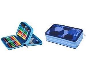 herlitz Schüleretui Doppel "Blue Goal", 23-teilig 2 Fächer, Reißverschlüsse, farbiges Innenmaterial, - 1 Stück (400205859)