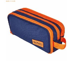 Herlitz Schüleretui Doppelfaulenzer Neon Polyester 235x75mm blau/orange