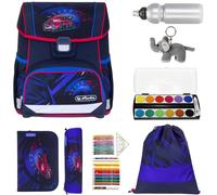 Herlitz Schulranzen Jungen Mädchen Tornister Kinder Ranzen Schultasche Schulmappe Schule leicht mit gefülltem Mäppchen Loop Plus, 8 Teile Set +efk v (High Speed 6232 (Rennwagen))