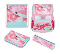 herlitz Schulranzen Set 4-teilig Loop Ballet Love Rosa Türkis 17 L Ergonomischer Tornister mit geringem Gewicht 1. Klasse Junge Mädchen Kinder, Ballerina
