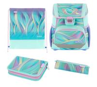 herlitz Schulranzen Set 4-teilig Loop Minty Love Pastell 17 L Ergonomischer Tornister mit geringem Gewicht 1. Klasse Junge Mädchen Kinder