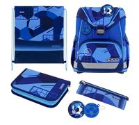 herlitz Schulranzen Set 6-teilig Blue Goal Ergonomische Ultraleichte Schultasche 1.Klasse Junge Mädchen Kinder 16 L