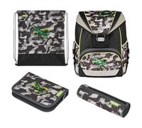 herlitz Schulranzen Set 6-teilig "Camo Dragon" Ergonomische Ultraleichte Schultasche 1.Klasse Junge Mädchen Kinder 16 L