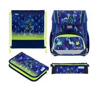 herlitz Schulranzen-Set Loop T-Rex Explorer Kunstfaser blau Set