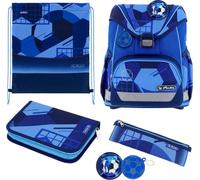 herlitz Schulranzen Set 6-teilig Blue Goal Ergonomische Ultraleichte Schultasche 1.Klasse Junge Mädchen Kinder 16 L