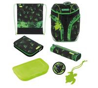 Herlitz SoftLight Plus Greenline Explorer, Brotdose, Federmäppchen, Pencil pouch, Schultasche, Sporttasche, Junge, Weiterführende & Grundschule, Rucksack, 18 l, Fronttasche, Seitentasche