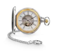 Hermann Jäckle Herren Taschenuhr Augsburg II Skelett Handaufzug 50 mm | Mechanisches Handaufzugswerk, sichtbares Skelett-Uhrwerk, Mineralglas, inklusive Kette und Reiseetui.
