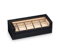 Hermann Jäckle - Uhrenbox Aurich I Uhren-Box für 5 Uhren I Uhrenbox I Uhrenkasten schwarz I Uhrenaufbewahrung I Uhrenbox für Armbanduhren I Uhrenetui mit Klappdeckel