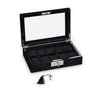 Hermann Jäckle - Uhrenbox Ensingen I für 10 Uhren I Holz I Uhrenkasten Schwarz Hochglanz-Poliert I Uhrenaufbewahrung für Armbanduhren I Uhr-Box I Uhrenetui