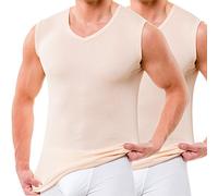 HERMKO 16050 2er Pack Herren Business Unterhemd mit V-Ausschnitt, Größe:D 9 = EU 3XL, Farbe:Cream