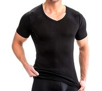 HERMKO 16488 2er Pack Herren Kurzarm Business Unterhemd mit V-Ausschnitt Shirt aus Baumwolle/Modal, Größe:D 5 = EU M, Farbe:schwarz