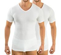 HERMKO 16488 2er Pack Herren Kurzarm Business Unterhemd mit V-Ausschnitt Shirt aus Baumwolle/Modal, Größe:D 5 = EU M, Farbe:weiß